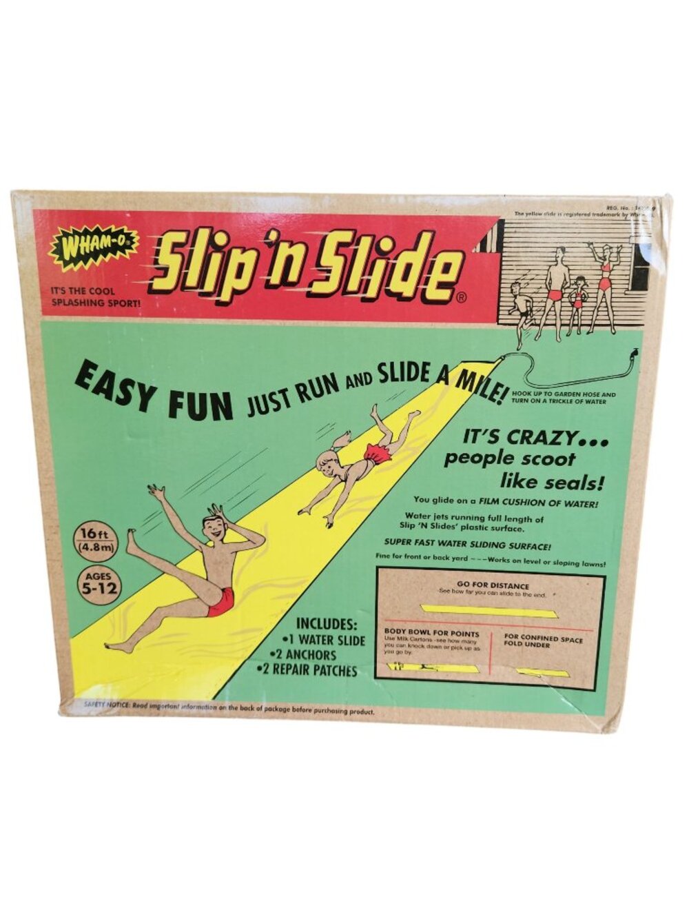 Wham-O 16 ft Slip N Slide Retro Vintage Style Box Water Toy 64801 New/Sealed